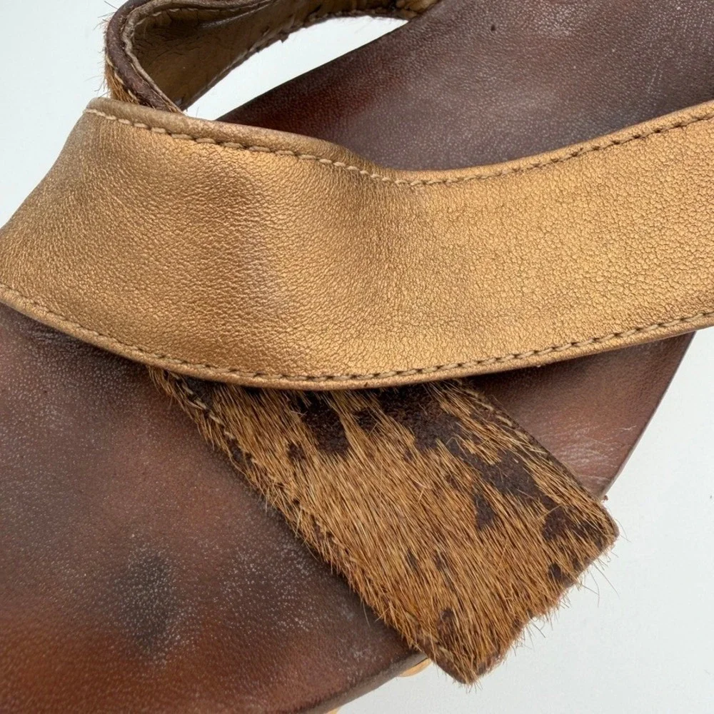 Carlos by Carlos Santana Gravity 6M Studded Wood Platform Wedge‎ Slide Sandals